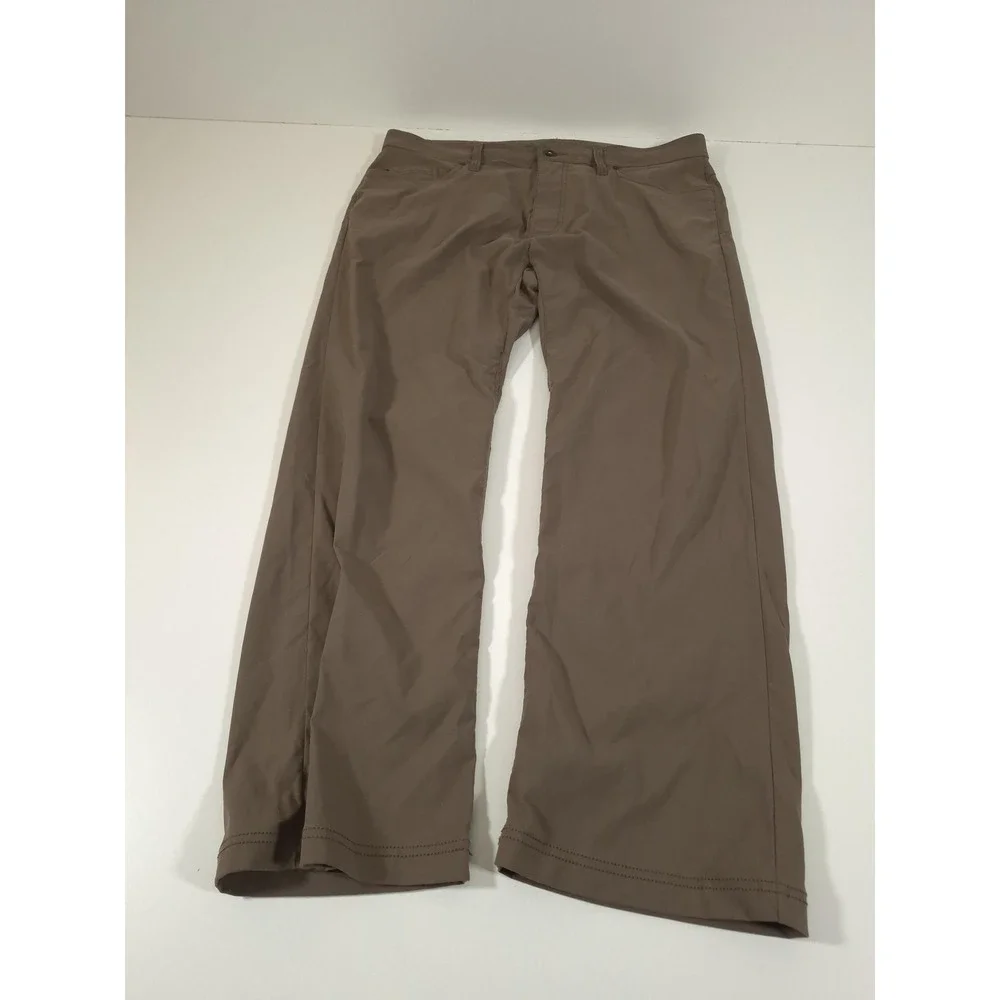 PrAna Brion Pants Mens 38x30 Beige Slim Fit Stretch Nylon 5 Pocket Outdoor